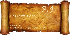 Petrics Géza névjegykártya